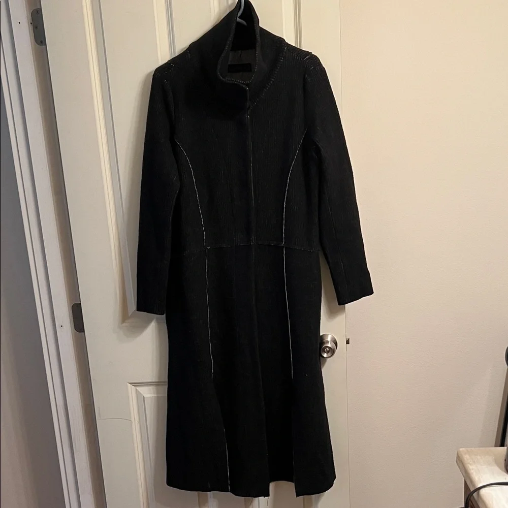 Luukaa Black Sweater Coat with High Collar Size 10 - Picture 7 of 10